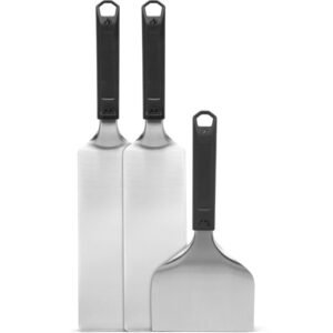Juego de espátulas para plancha con rascador, 3 piezas.