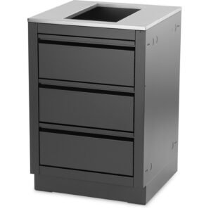 Cajonera con 2 cajones y panel ciego, negro mate